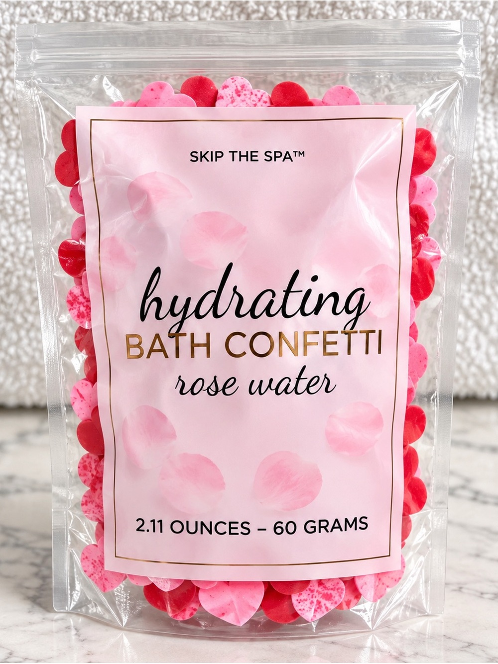 Skip The Spa Hydrating Bath Confetti Rose Water 2.11 oz 60g NEW Sealed
